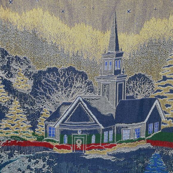 Tapestry Throw Blanket – Mohawk Home, Blue & White, 58x47 Winter Christmas Night - Picture 4 of 4